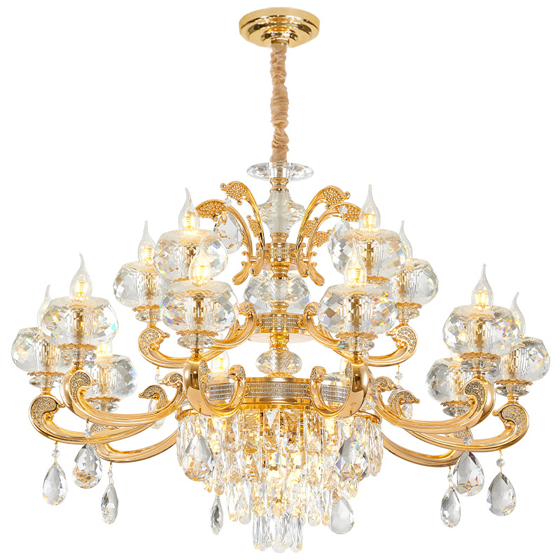 欧式复式楼别墅客厅豪华吊灯锌合金轻奢大气楼中楼酒店大堂水晶灯