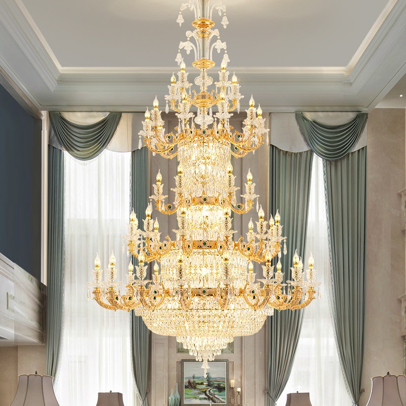 2025新款轻奢水晶吊灯别墅复式楼家用全屋灯具酒店大堂过道灯