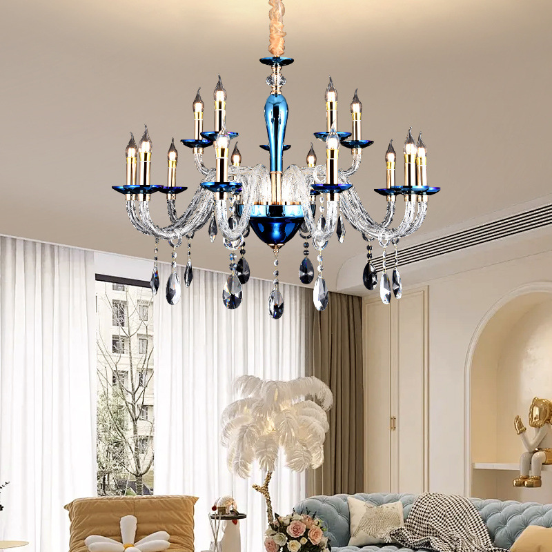 法式蓝色水晶灯客厅卧室吊灯灯具